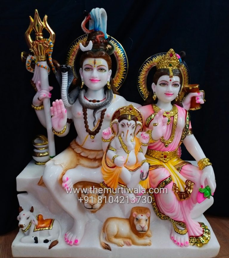 Shiv Parvati Marble Statue online | Shiv Parivar marble murti manufacturer