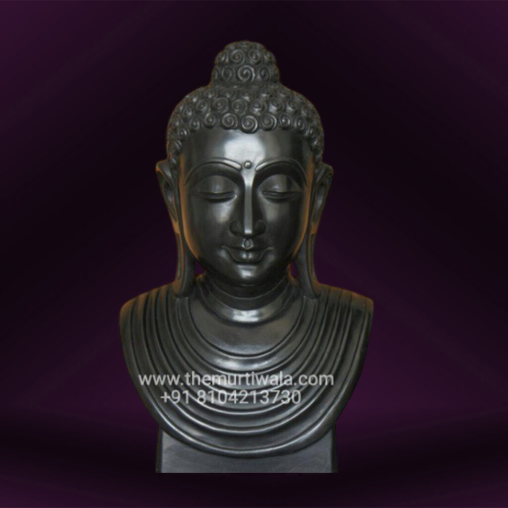 Black Marble Buddha Head