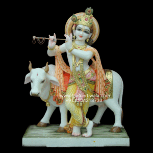 Cow krishna marble idol