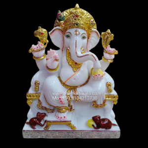 Goldplated Ganesh Marble Murti