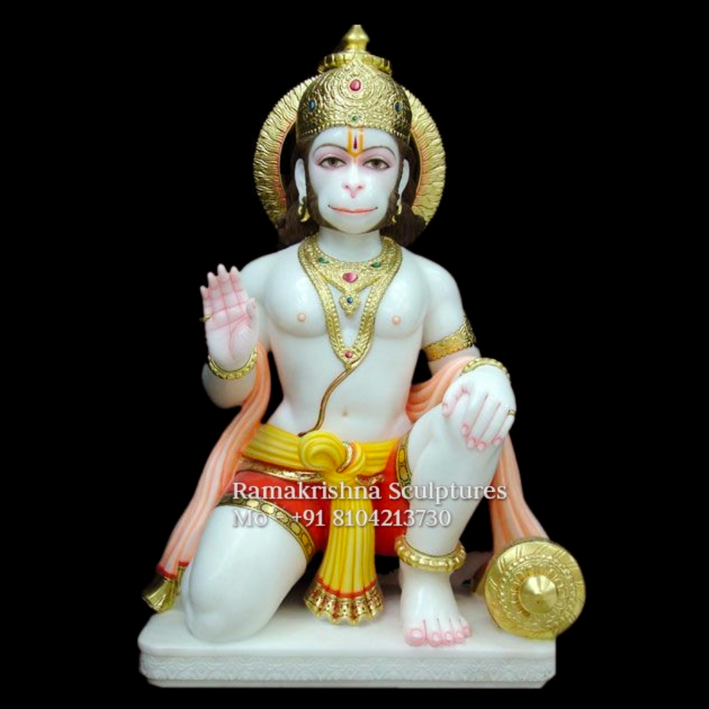 Lord Hanuman white marble idol