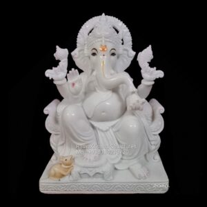 White Ganesh Marble Murti
