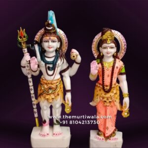 Shankar Parvati Marble Statue