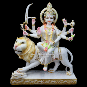 Durga Mata White Marble Statue
