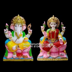 Ganesh Laxmi Multicolored Idol