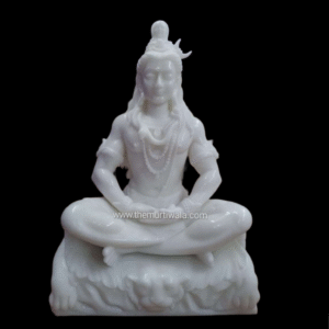 Meditating Shiva Statue in pure white marble
