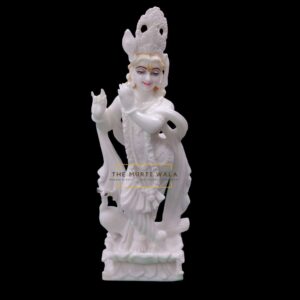 lord Krishna white marble statue