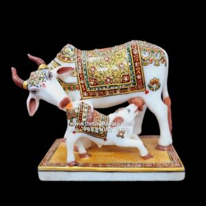 Cow Calf Marble Statue