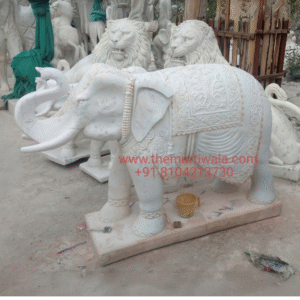 White Marble Elephant Statue