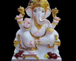 Goldplated Ganesh Marble Murti